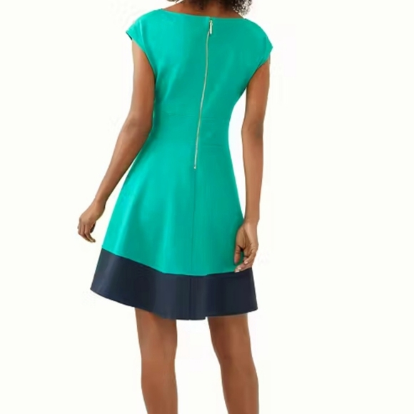 Kate Spade Womens Turquoise and Navy Dress Sz M W/Pockets - Picture 2 of 11